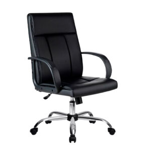 Кресло офисное (компьютерное) TRON F1 экокожа Prestige, хром, черный